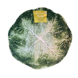 Primrose Vintage Green Cabbage Leaf Melamine Serving Bowl - 10” - NEW